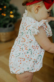 infant girls ditsy candy cane print christmas bubble romper