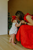 infant girls ditsy candy cane print christmas bubble romper