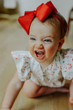infant girls ditsy candy cane print christmas bubble romper
