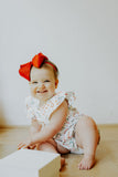 infant girls ditsy candy cane print christmas bubble romper