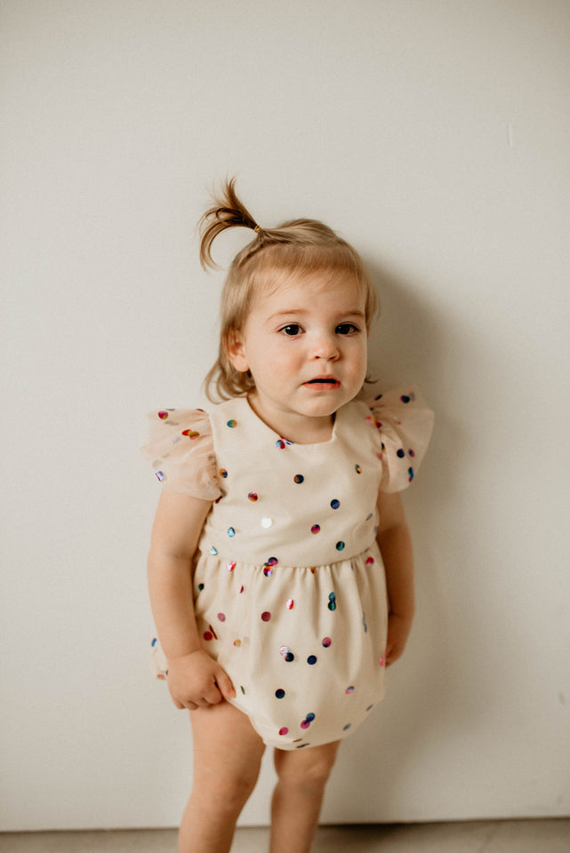 little girls ivory confetti tulle birthday party outfit
