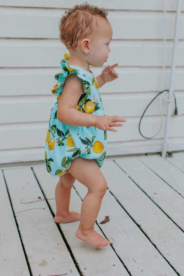 infant girls lemon print lemonade party outfit