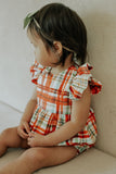 Infant Girl's Bright Red and Green Christmas Tartan Plaid Bubble Romper