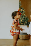 Infant Girl's Bright Red and Green Christmas Tartan Plaid Bubble Romper