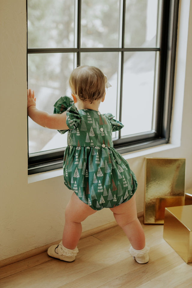 infant girls muted hygge christmas tree romper