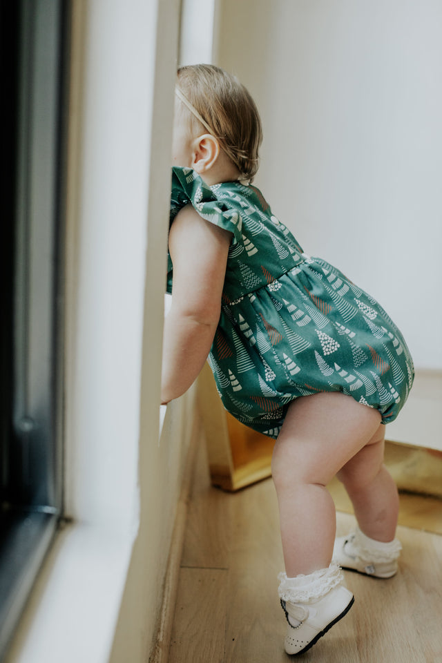 infant girls muted hygge christmas tree romper