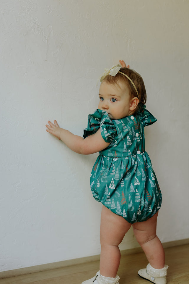 infant girls muted hygge christmas tree romper