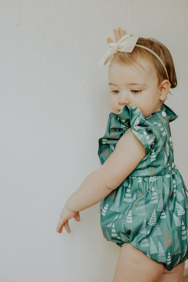 infant girls muted hygge christmas tree romper