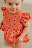 Infant Girl's Pink and Black Spider Print Halloween Bubble Romper
