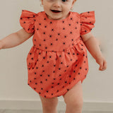Infant Girl's Pink and Black Spider Print Halloween Bubble Romper
