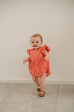 Infant Girl's Pink and Black Spider Print Halloween Bubble Romper
