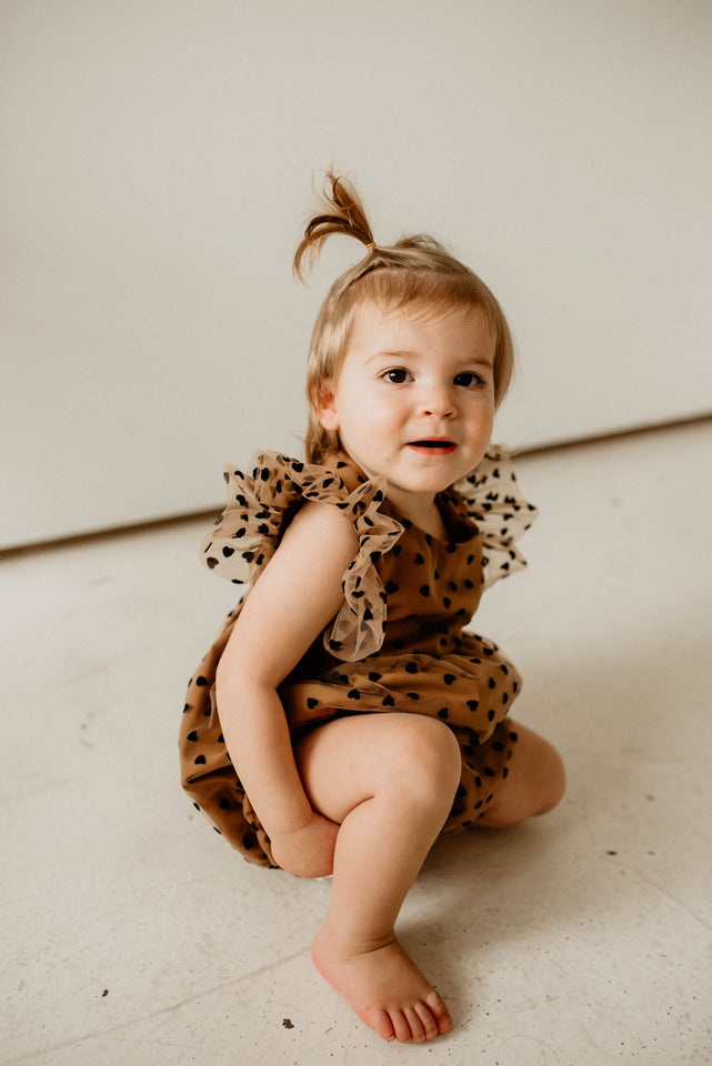 little girls brown and black trendy valentines day outfit