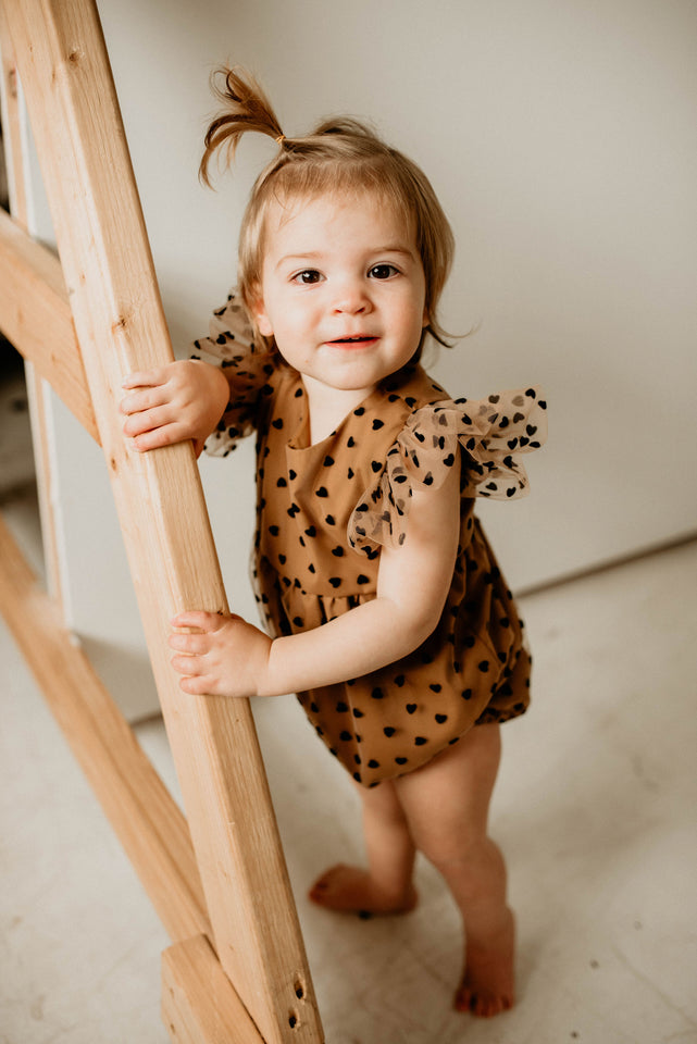 little girls brown and black trendy valentines day outfit