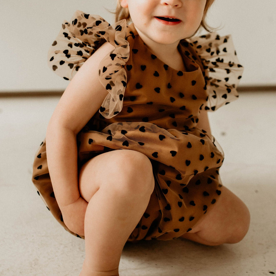 little girls brown and black trendy valentines day outfit