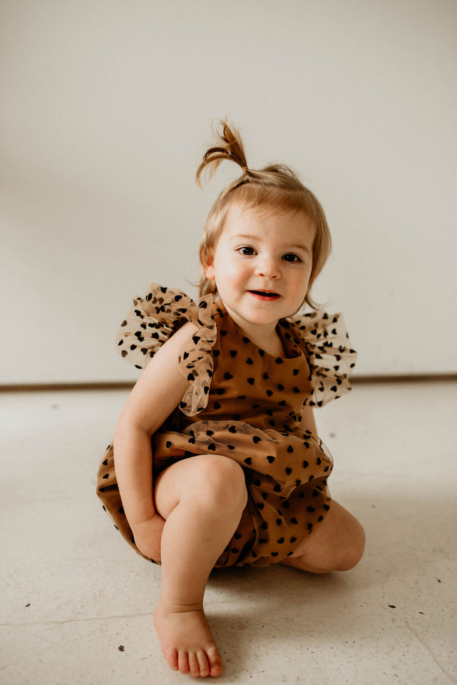 little girls brown and black trendy valentines day outfit