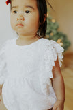 Infant Girl's White Lace Scallop Trim Scallop Trim Bubble Romper
