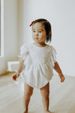 Infant Girl's White Lace Scallop Trim Scallop Trim Bubble Romper