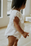 Infant Girl's White Lace Scallop Trim Scallop Trim Bubble Romper