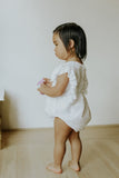 Infant Girl's White Lace Scallop Trim Scallop Trim Bubble Romper
