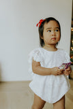 Infant Girl's White Lace Scallop Trim Scallop Trim Bubble Romper