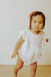Infant Girl's White Lace Scallop Trim Scallop Trim Bubble Romper