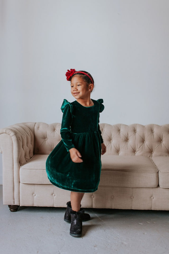 Girls Green Christmas Dress, Girls Holiday Outfits, Joy Dress for Girls 
