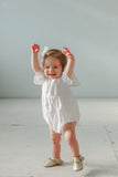 baby girl's white bubble romper