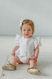 baby girl's white bubble romper