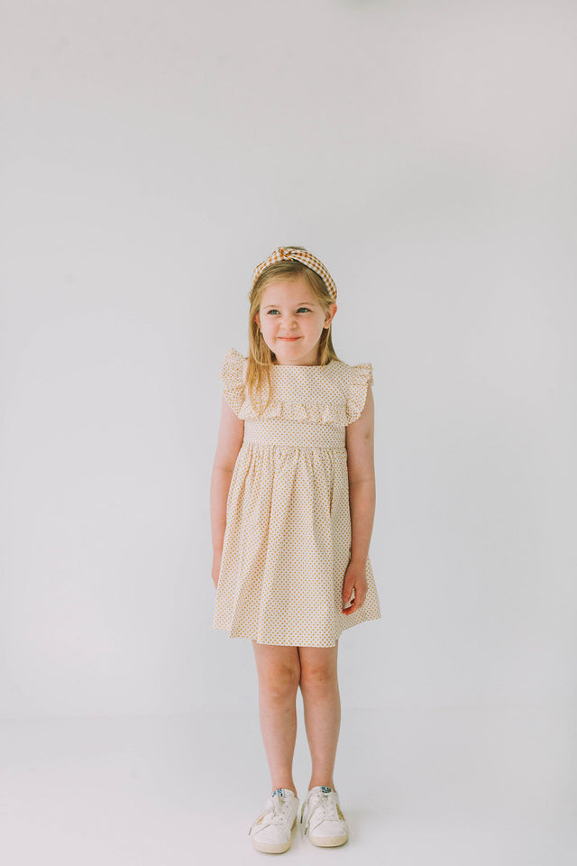 little girls yellow polka dot ruffle dress