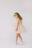 little girls yellow polka dot ruffle twirl dress
