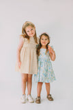Little Girl's Pink and Blue Pastel Bunny Print Easter Dress