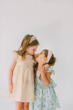 Little Girl's Pink and Blue Pastel Bunny Print Easter Dress