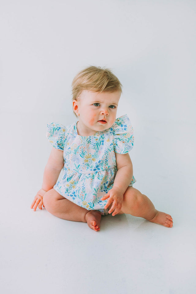 infant girls pastel pink and blue easter bubble romper