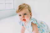 Infant Girl's Pink and Blue Pastel Bunny Print Easter Bubble Romper