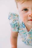 Infant Girl's Pink and Blue Pastel Bunny Print Easter Bubble Romper
