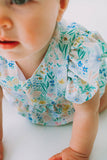 Infant Girl's Pink and Blue Pastel Bunny Print Easter Bubble Romper