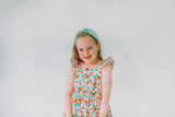 Little Girl's Pink Red and Gold Floral Twirl Dress