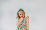 Little Girl's Pink Red and Gold Floral Twirl Dress
