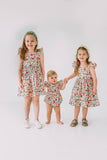 Little Girl's Pink Red and Gold Floral Twirl Dress