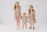 Little Girl's Pink Red and Gold Floral Twirl Dress