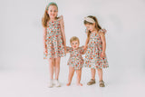 Little Girl's Pink Red and Gold Floral Twirl Dress