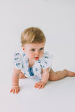 Infant Girl's White and Blue Nautical Anchor Bubble Romper