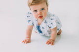 Infant Girl's White and Blue Nautical Anchor Bubble Romper