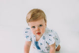 Infant Girl's White and Blue Nautical Anchor Bubble Romper