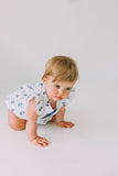 Infant Girl's White and Blue Nautical Anchor Bubble Romper