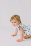Infant Girl's White and Blue Nautical Anchor Bubble Romper