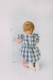 Infant Girl's Gray and White Plaid Bubble Romper