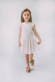 Little Girl's Pink and Gold Three Pocket Jersey Dress