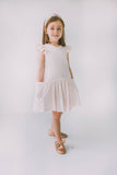 Little Girl's Pink and Gold Three Pocket Jersey Dress