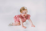 pink and white floral outfit